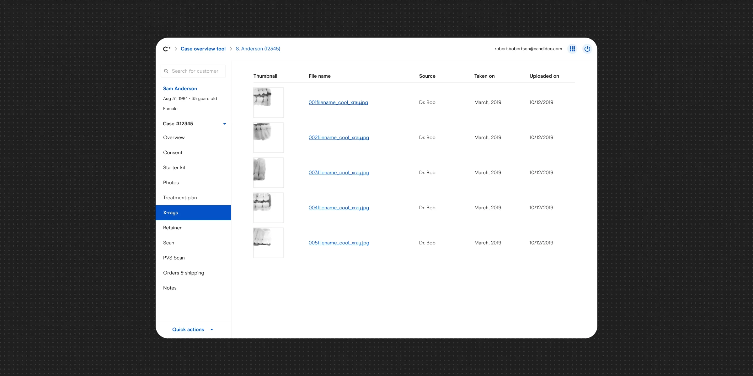 Provider portal case list