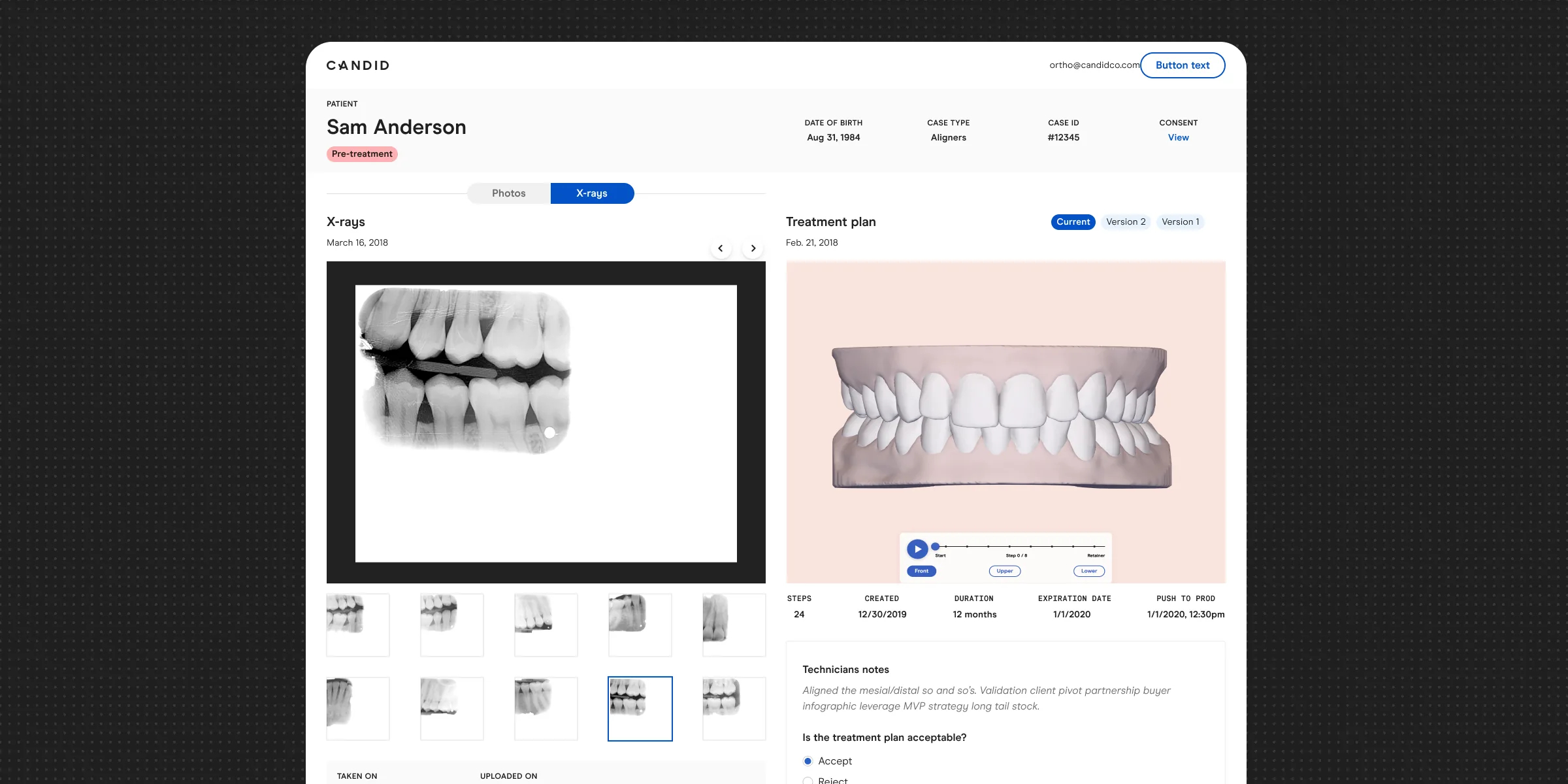 Provider portal showing patient photos and a treatment plan