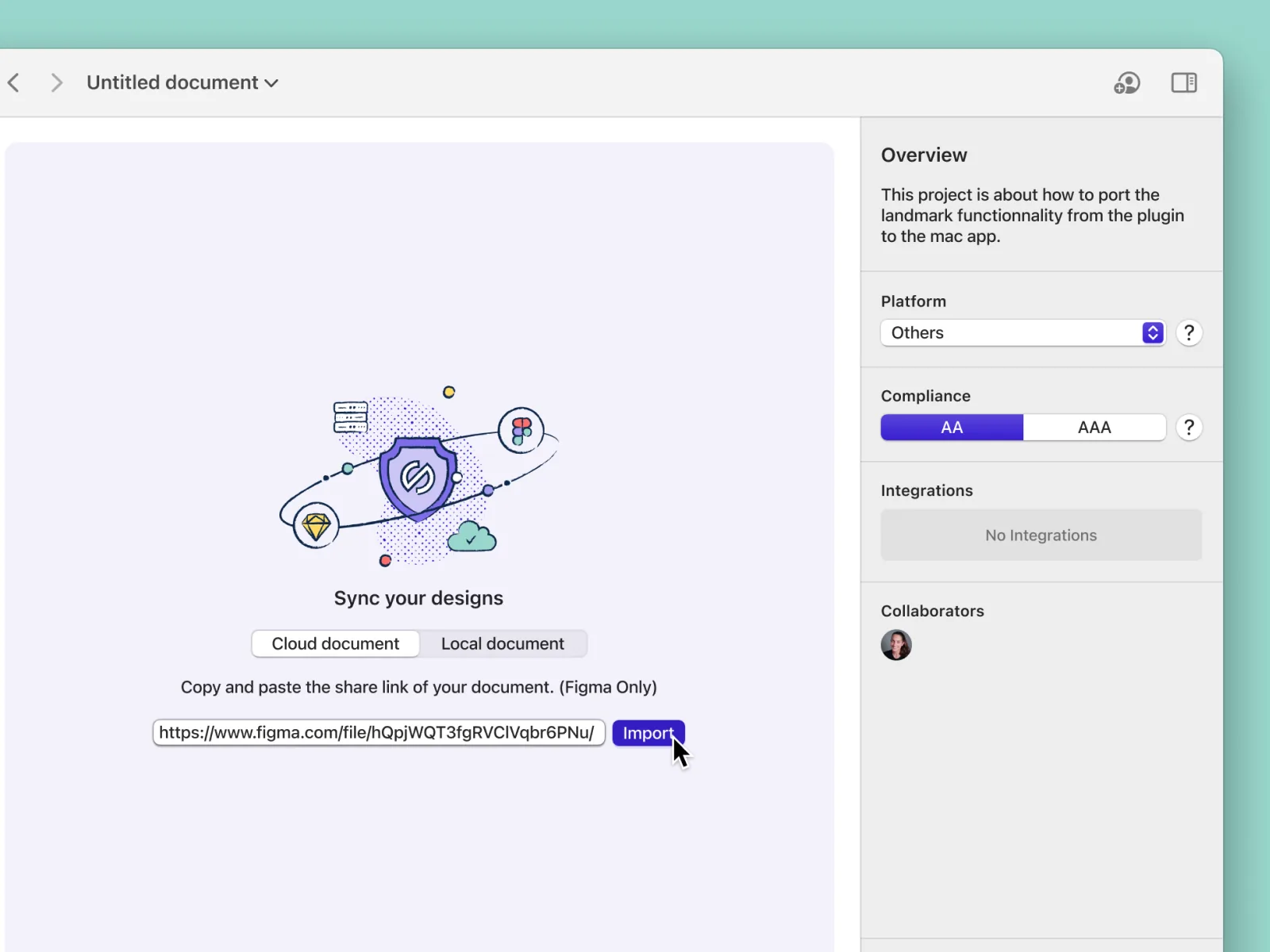 Stark screen for importing a Figma design