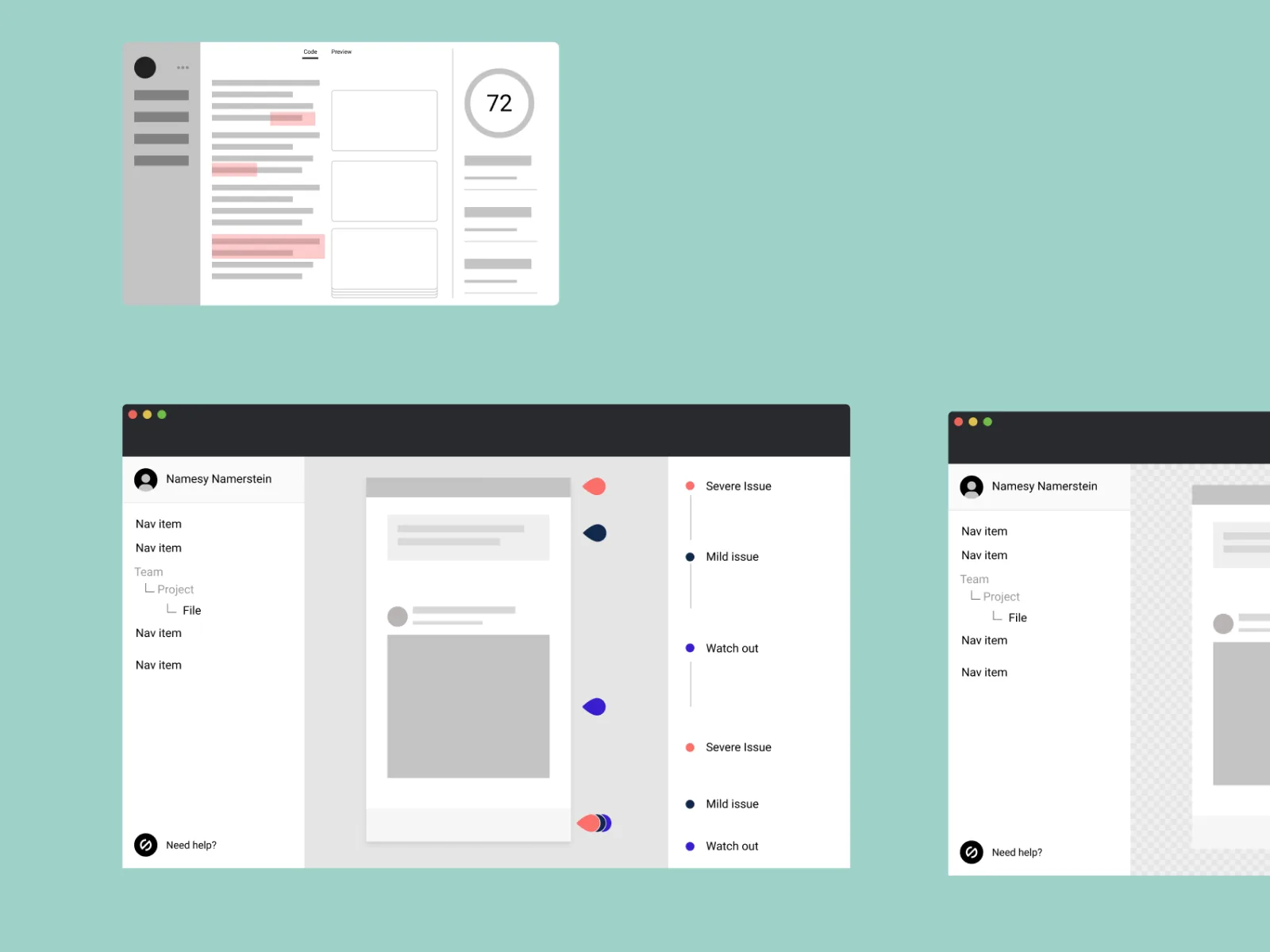 Wireframes of the Stark plugin layout
