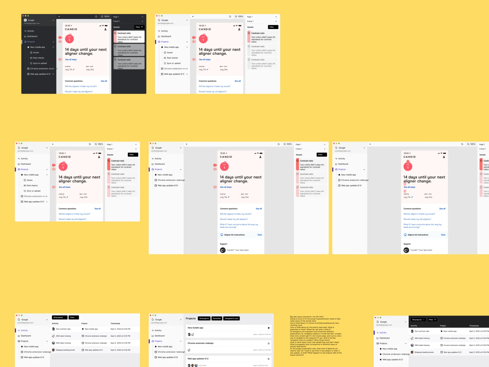 Stark plugin auditing the Candid app design in Figma